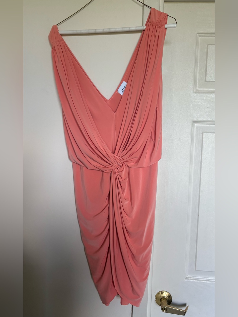 Misa Los Angeles Coral Knot-Front Mini Dress